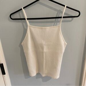 Elegant White Ribbed Tank Top